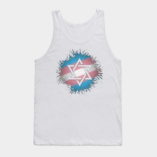 Paint Splatter Transgender Pride Star of David Symbol Tank Top